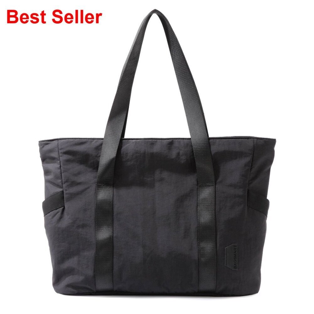 Large Capacity Nylon Tote Bag with Zipper Compartments Yoga Mat Strap